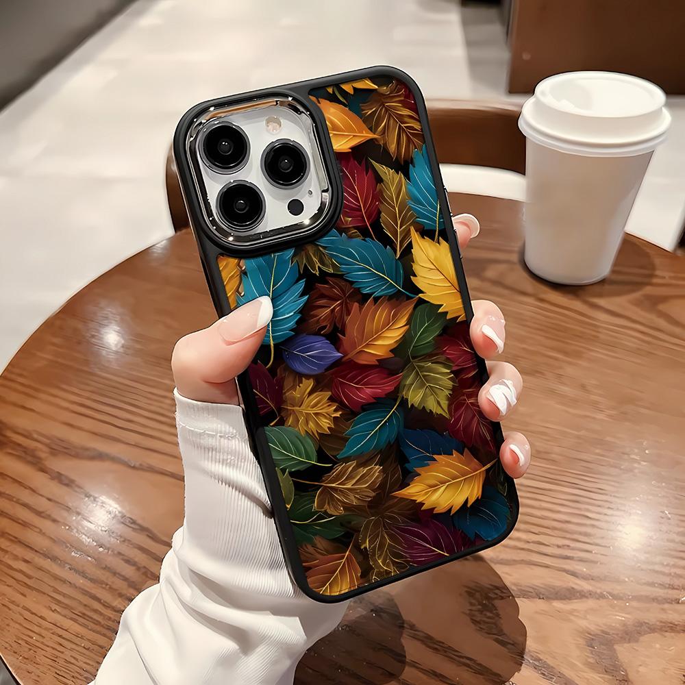 Colorful Leaves Phone Case For IPhone 15 14 13 12 11 Pro Max XR XS X 7 8 Plus Soft Square Silcone Cover For Iphone 16 15 14 13