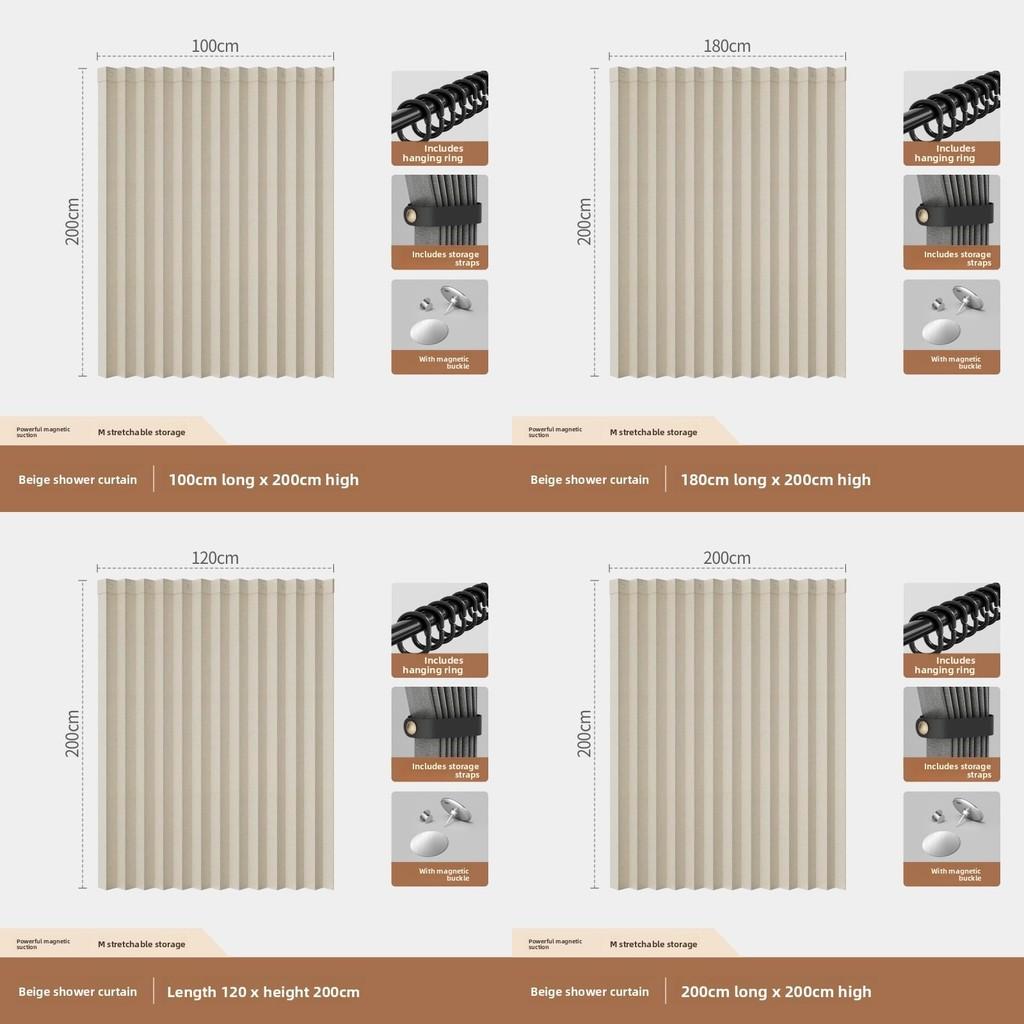 Shower Waterproof Foldable Curtain Soft Door Curtain Set For Home Decor Bathroom