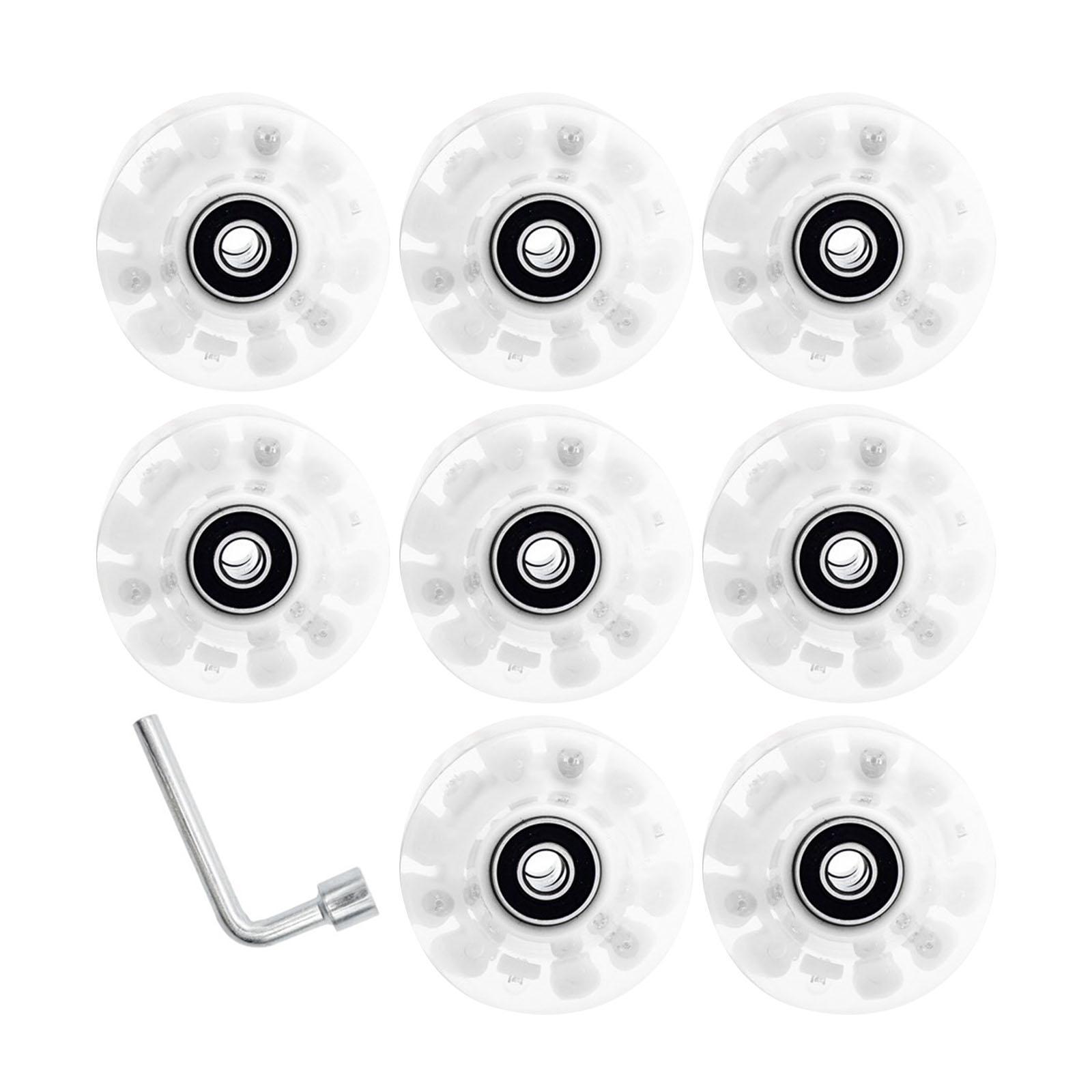 8 Pieces Luminous Roller Skate Wheels Parts Indoor Versatile for Double Row Skates Light up Roller Skate Wheels with Bearings