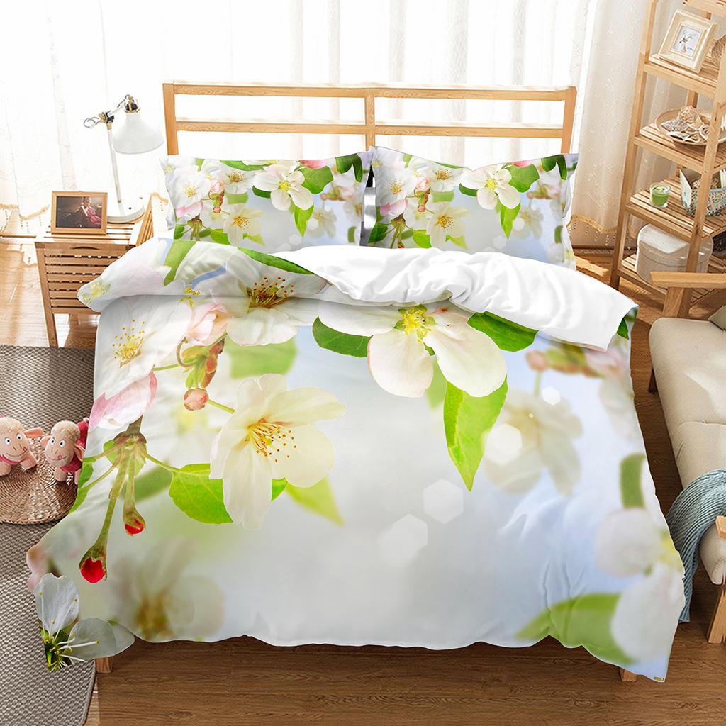 Spring Flowers King Queen Duvet Cover Colorful Floral Bedding Set Cherry Blossoms Quilt Cover 2/3pcs Polyester Comforter Cover