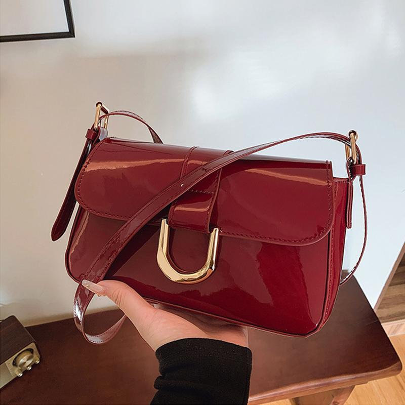 

Винтажные сумки через плечо для женщин Роскошная сумка-кроссбоди с клапаном Классическая однотонная сумка под мышкой Французская дизайнерская сумка Сумка-тоут 24x5x14cm вино красного