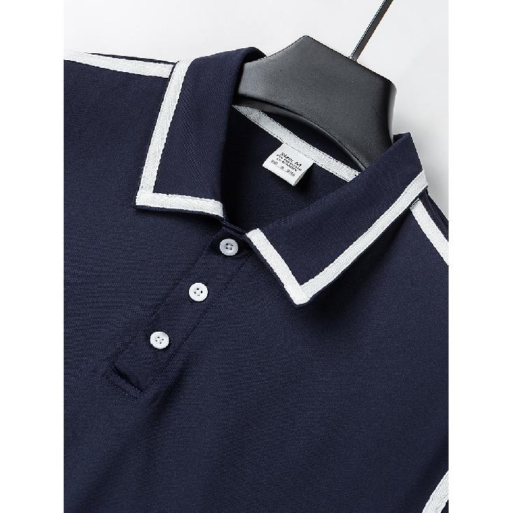 

Новая универсальная мужская рубашка-поло из чистого хлопка для спорта и фитнеса, деловая повседневная мужская однотонная футболка с короткими рукавами XXL синий