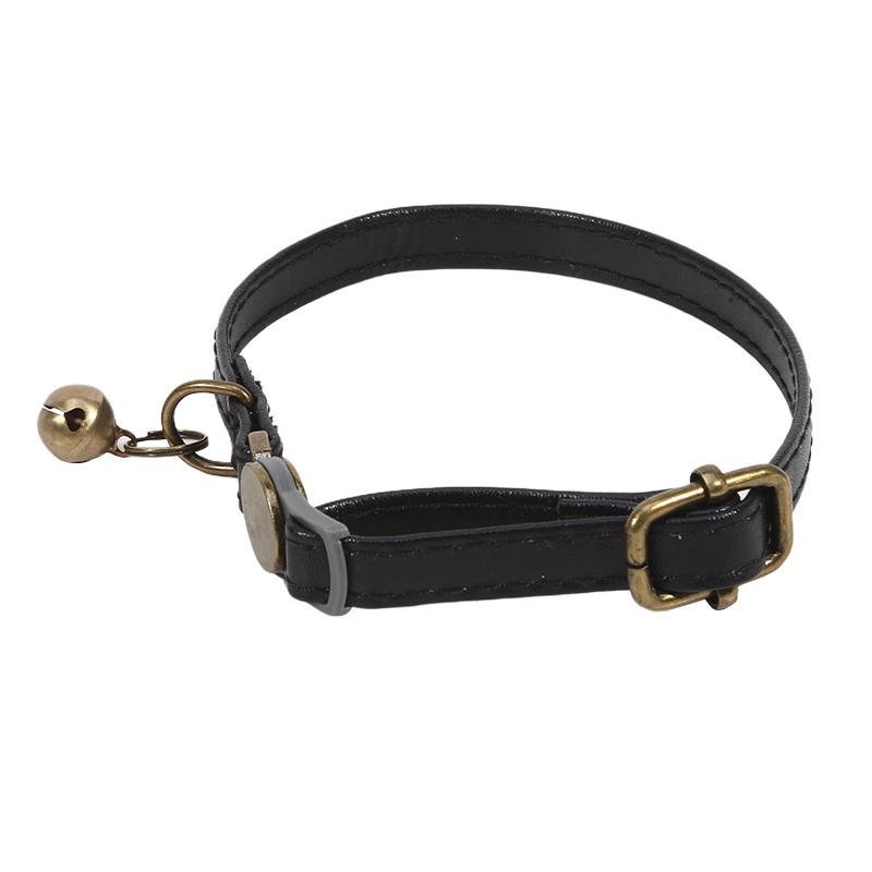 Vintage Cat Collar Breakaway Personalized Adjustable Leather Pet Collar with Bells and Quick Release Buckle