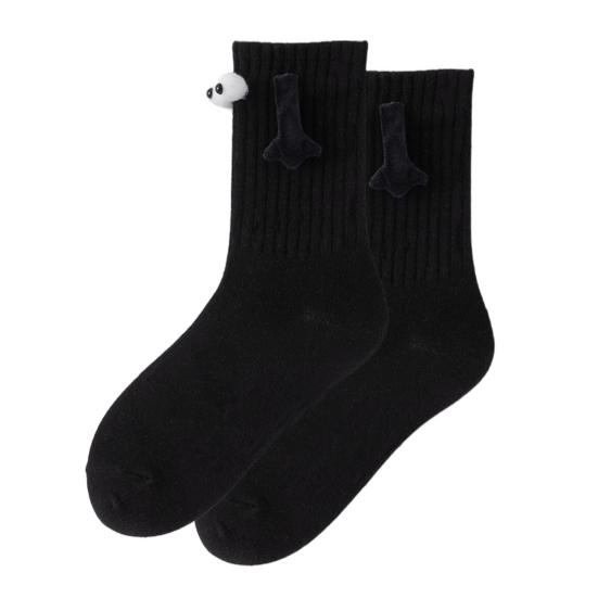 1 Pair Linking Couple Socks Magnetic Suction Funny Big Eyes Couple Socks Couple Holding Hands Funny Socks Mid-Tube Cute Socks чёрный