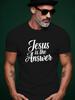 "Jesus Is the Answer" Trendy Streetwear Summer Casual Rou...