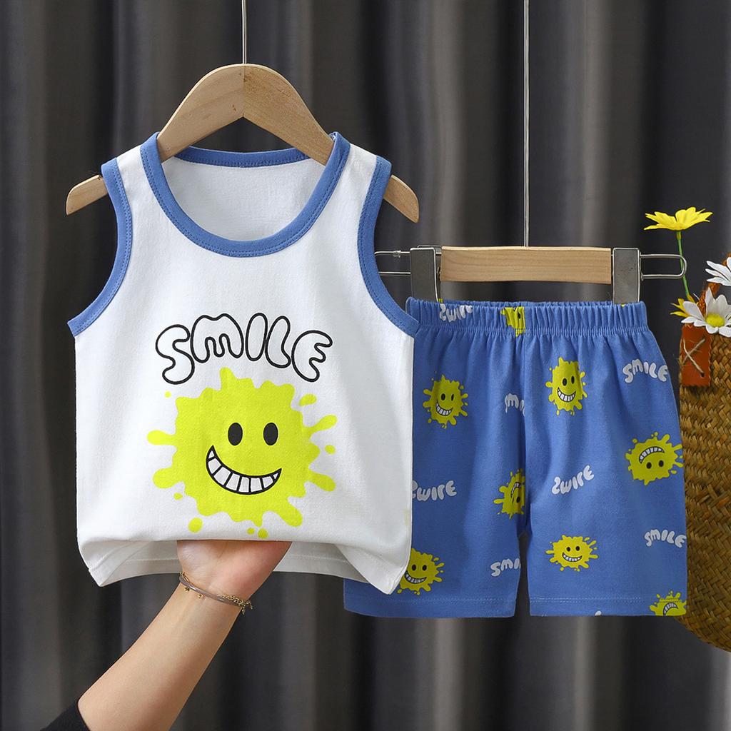 Children's Vest Set Boys' Shorts Summer Cotton New Baby Clothes Girls' Summer Clothes Summer Clothes Children's Clothes