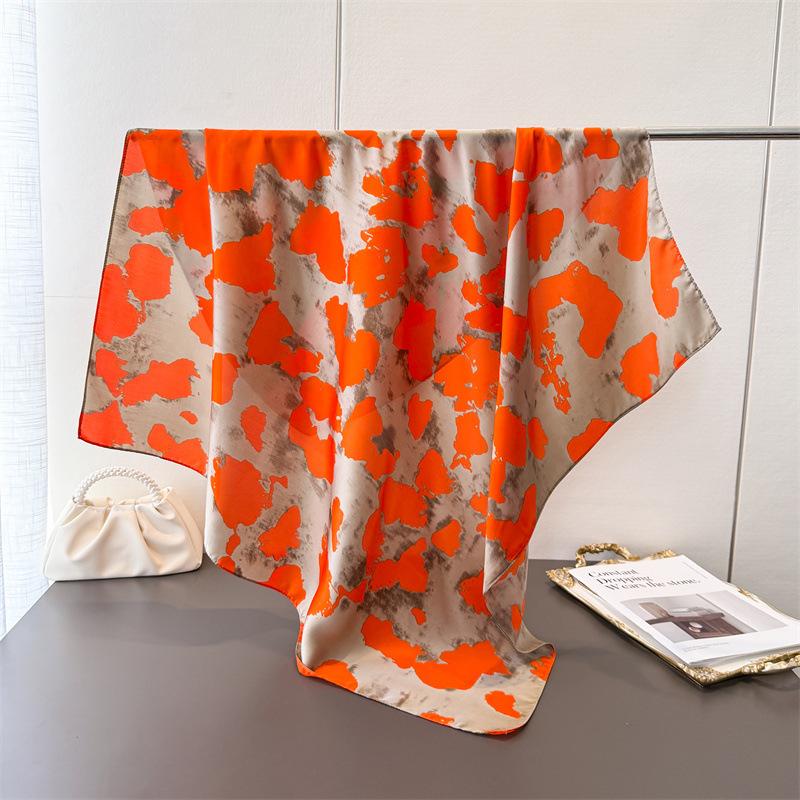 Oil Painting Splicing Simulation Silk Printing Large Square Scarf Silk Scarf Shawl Headscarf Beach Scarf Neck Protection Scarf Decorative Women'S
