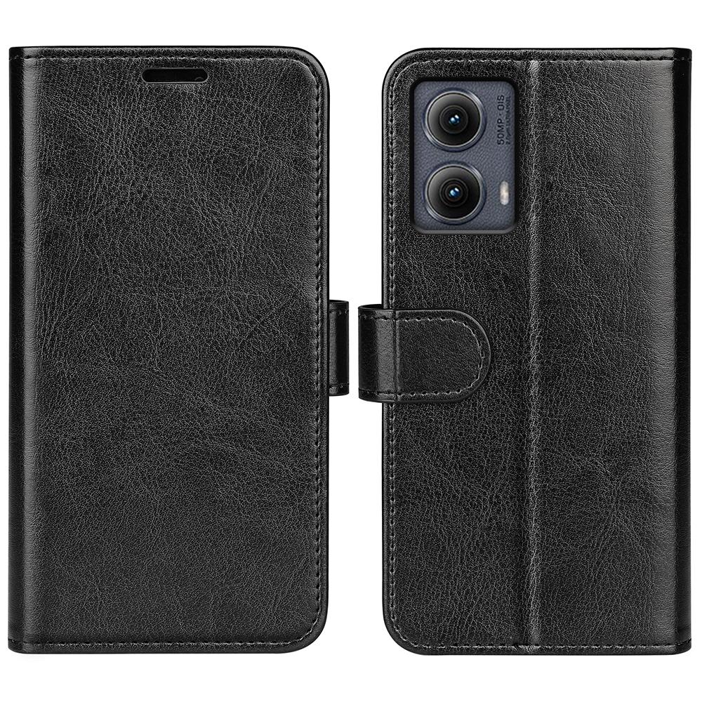 

For Motorola Edge (2024) 5G Stand Case Crazy Horse Texture Leather Phone Cover with Wallet Black