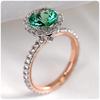 Huitan Two Tone Blue/Green CZ Rings for Women Luxury Engagement Wedding Bands Accessory Elegant Lady's Ring Party Trendy Jewelry