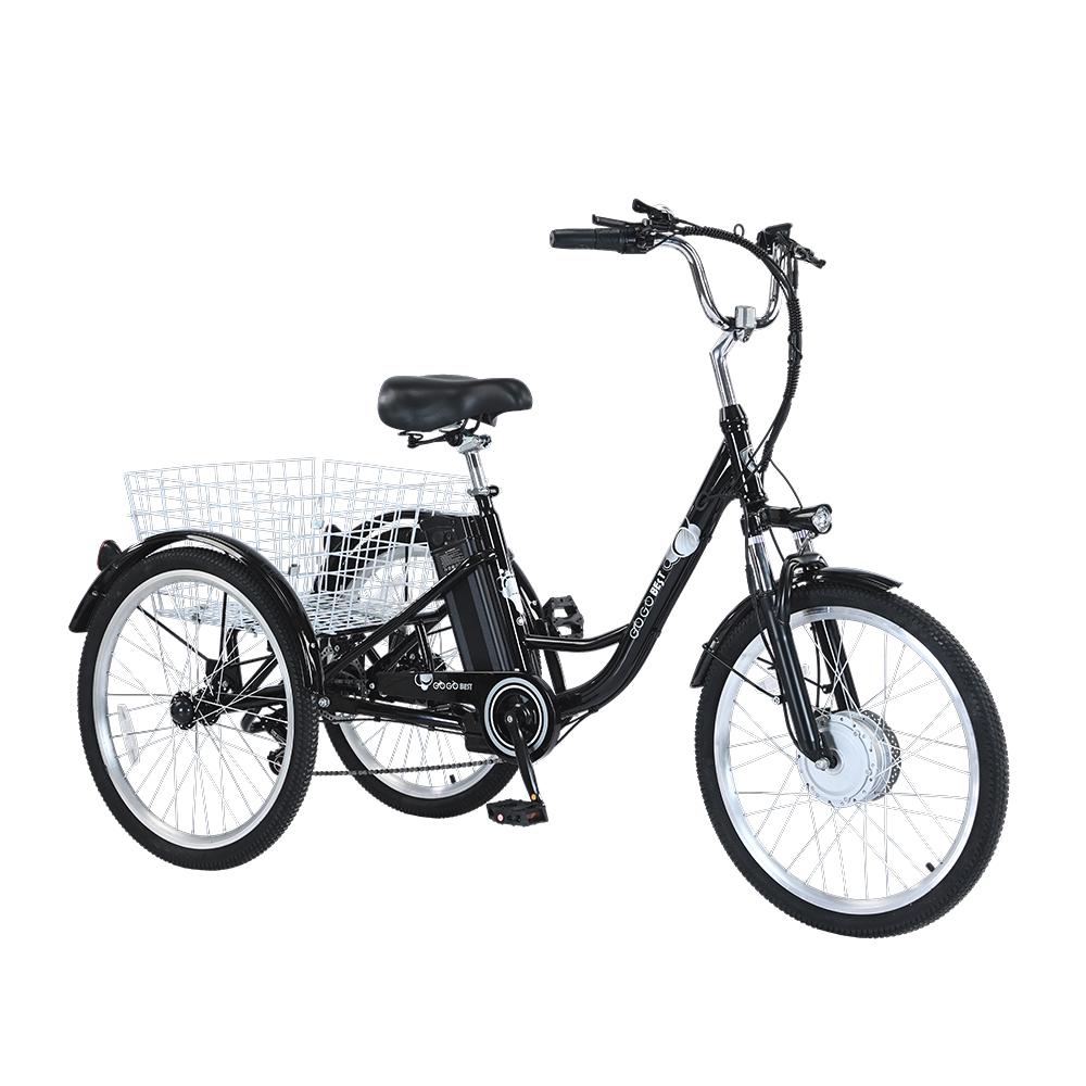 GOGOBEST GF100 Electric Cargo Bicycle With Basket Tricycle For Adult 500W Motor 36V20Ah Battery 24Inch 3wheel Outdoor Riding Electric Bike