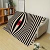 Coperta Flanella Occhio Bauhaus Retro 1923 Fantasia a Strisce Schema Colori Rosso Nero Beige Plaid Artistico per Divano Divanetto Soggiorno