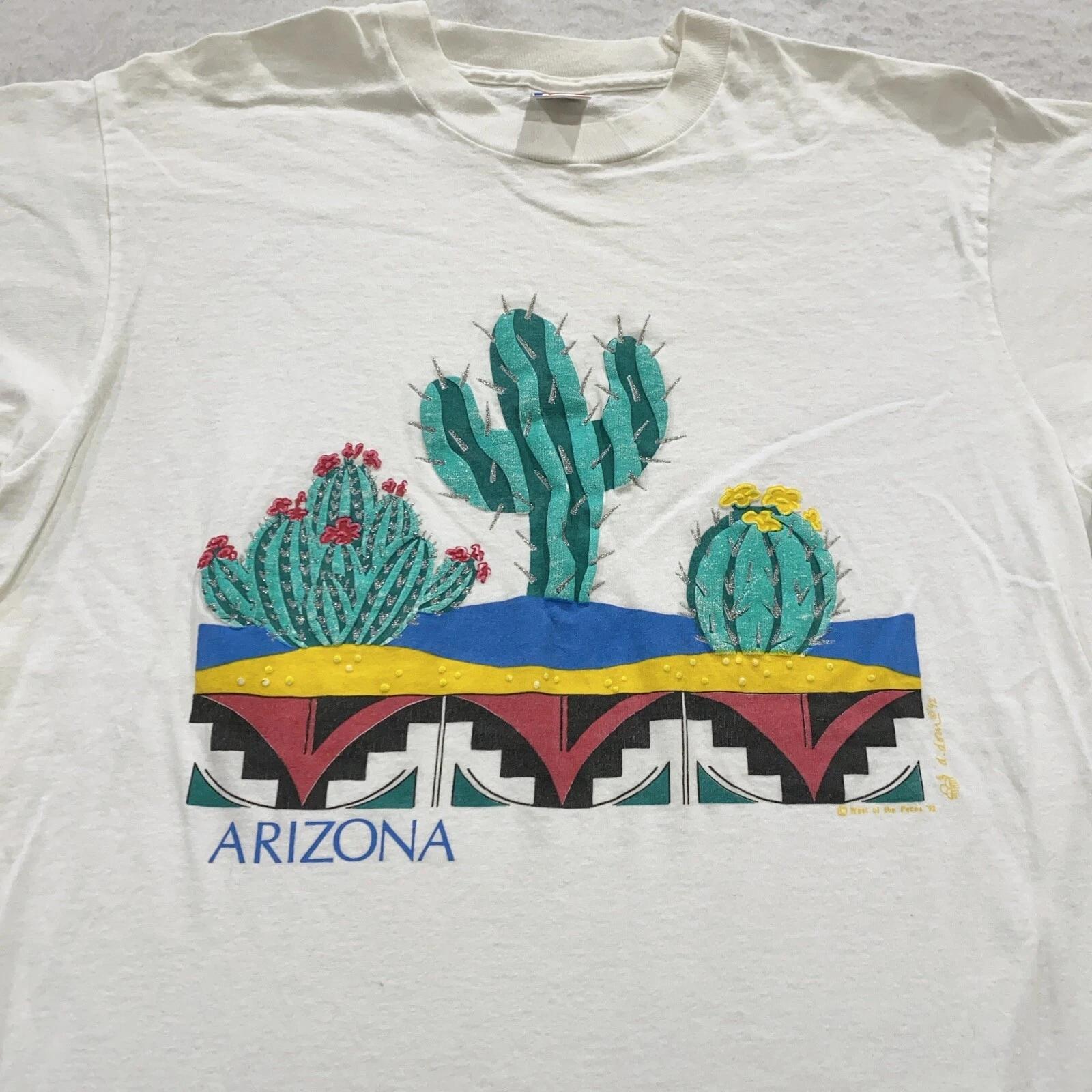 винтажная футболка 90-х ARIZONA DESERT CACTUS ART размер M коренной американский мягкая S