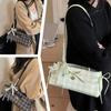 Bow Lace Ribbon Shoulder Bag Fashion Heart-shaped Pendant Grid French Underarm Pouch Tote Bag Handbag Daily Commuting Bag