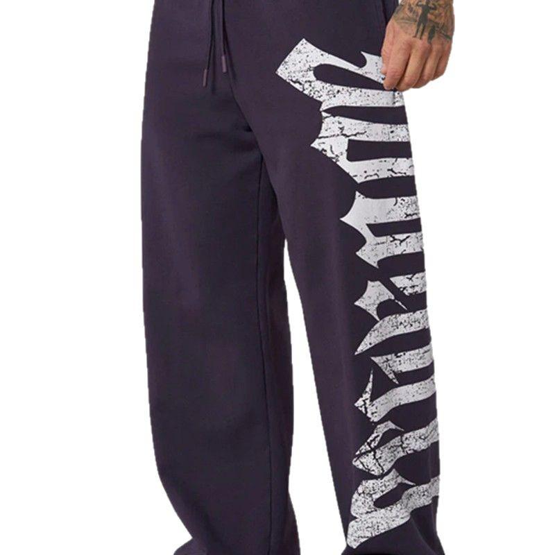 Herre Joggebukser med brede ben og stor skrift: Trendy fritids-, trenings- og joggebukser