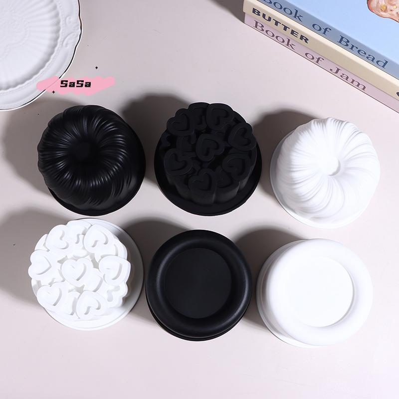 4 Zoll runde Silikon-Kuchenform Drehbar Herz Blumenkorb Spiraltextur Design Französische Mousse-Kuchenform Küchenbackform