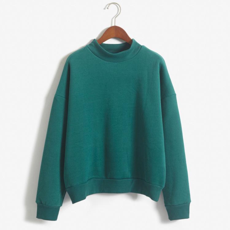 Sudadera de Forro Polar Grueso con Cuello Alto - Chaqueta de Béisbol para Mujer Estilo Coreano para Otoño/Invierno