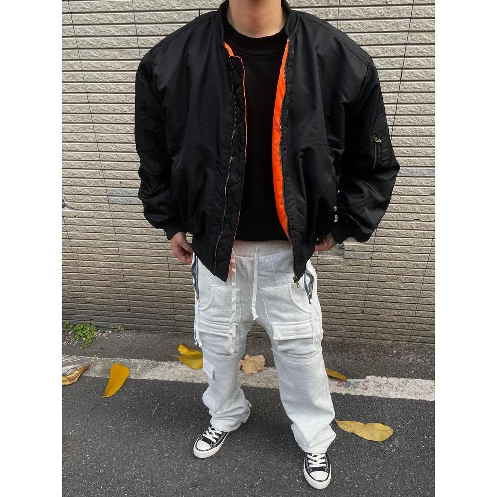 Herren Orange Verdickte Bomberjacke – Kurz, Weit, Clean-Fit – Warme Baumwolle für Herbst/Winter