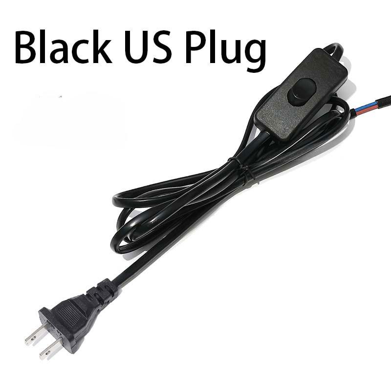 Black/White EU/US Pulg Electric Wire Lamp Switch Cable International Standard Power Cord with Switch Plug Copper Wire