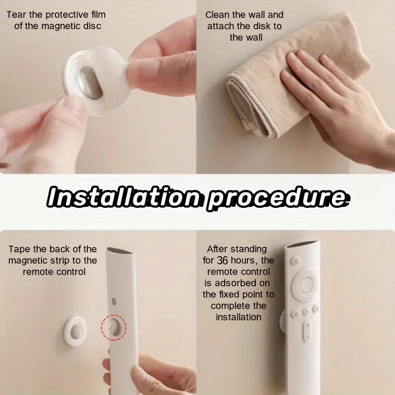 1/3/6/12pc Magnetic Remote Control Holder Wall Mount Adhesive Remote Control Holder Strong Hold TV Remote Holder For Home Office