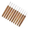 10pcs Crochet Hook Portable Practical Ergonomic Wooden Handle Metal Crochet Needle Knitting Tools