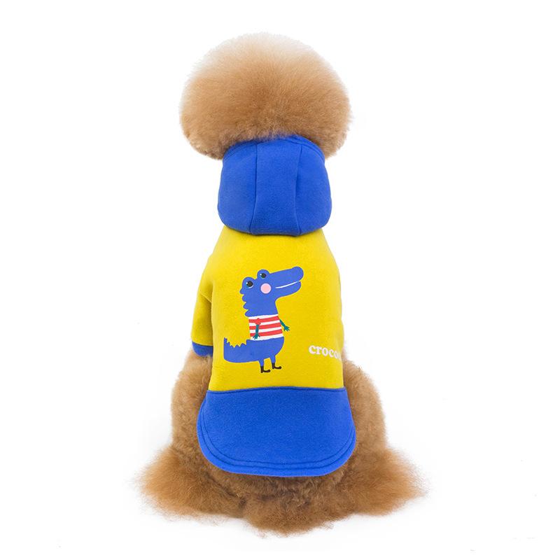 

Pet sweater autumn and winter new fleece sweater with hat crocodile dog clothes teddy small and medium dog sweater wholesale S