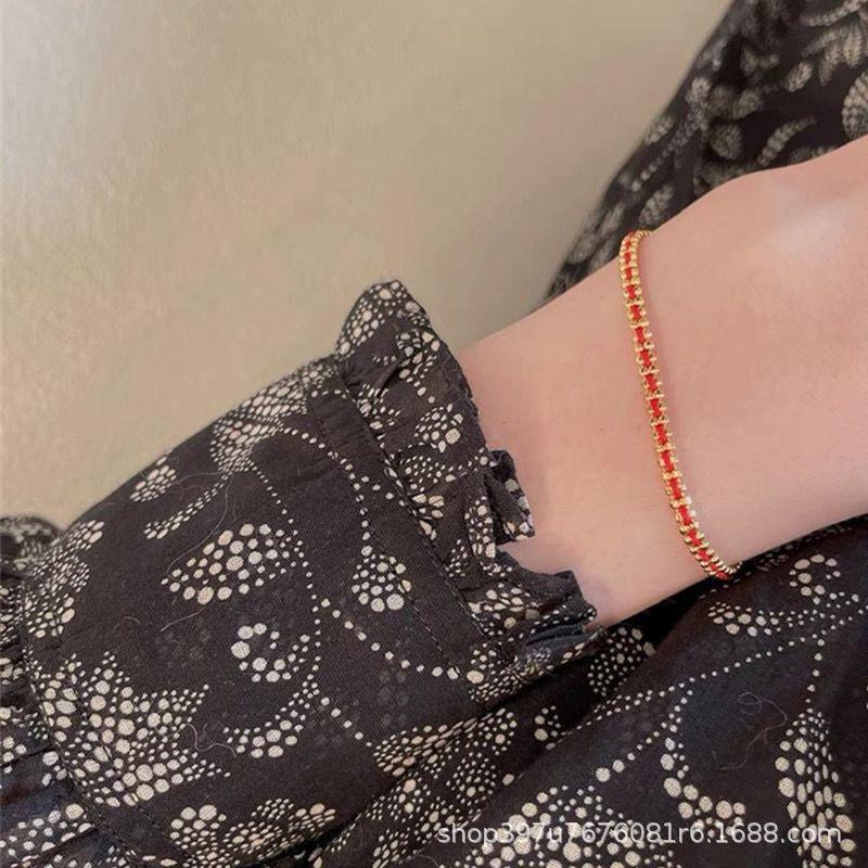 Adjustable Red String Bracelet Men Women Copper Plated Minimalist Ethnic Style Couple Jewelry