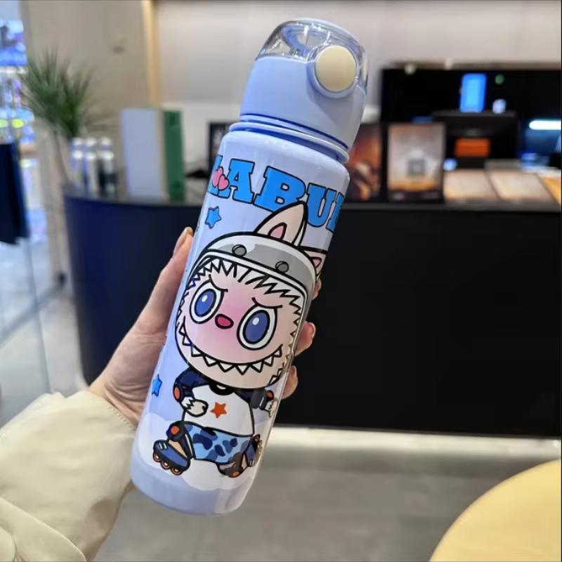 BPA-Free Visually Appealing Cartoon Water Bottle with Straw - Leak-Proof, Portable for Outdoor Sports, Fitness, Travel