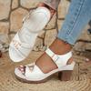 Fashion White Thick High Heels Sandals for Women Summer Lightweight Ankle Buckle Sandles Woman Plus Size Non Slip Beach Sandalias Mujer