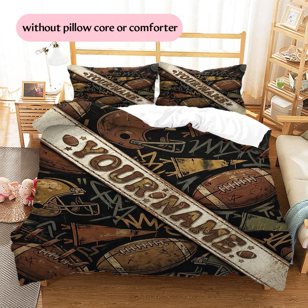 Custom Name,Vintage Sports Pattern Series Pattern Bedding Home Decoration Birthday Gift ( 1 duvet cover + 2 pillowcase, without core),fan merchandise.