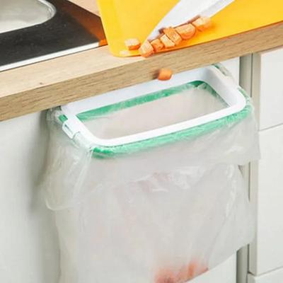 Green Stylish Hanging Garbage Bag Rack with Cover Portable Kitchen Cabinet Rubbish Bag Plastic Rack Support Holder