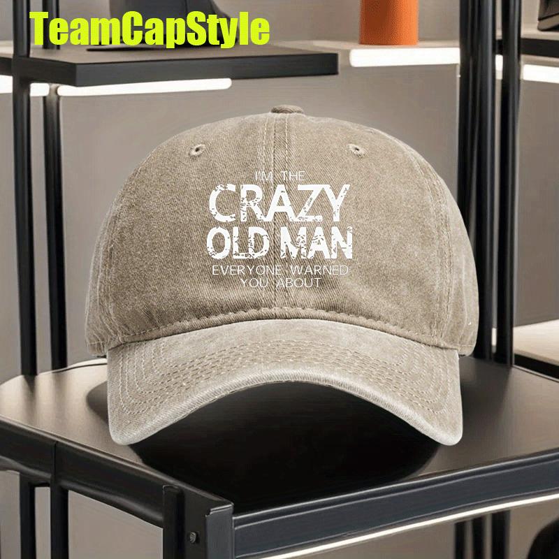 Adjustable Crazy Old for Man Vintage Washed Print Baseball Cap  Lightweight Polyester Perfect for Running and Outdoor Activi