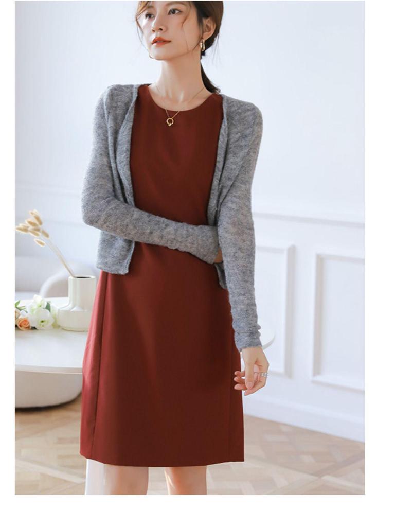 Mei Daiqian Women's Sleeveless Round Neck Midi Vest Dress - Slimming, Drapey, Professional Summer Wear