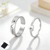 Customized Name Letter Heart Shaped Couple Ring Stainless Steel Simple Love Open Adjustable Ring Fashion Couple Gift