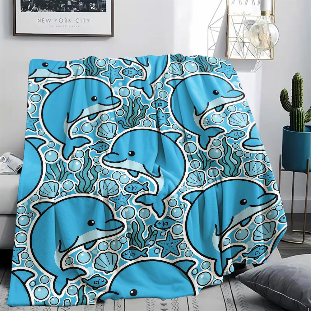 Cute animal panda dolphin Print Flannel Blanket High quality Comfortable for All Seasons Home Decor Warmth and Comfort Perfect for Christmas Gifts