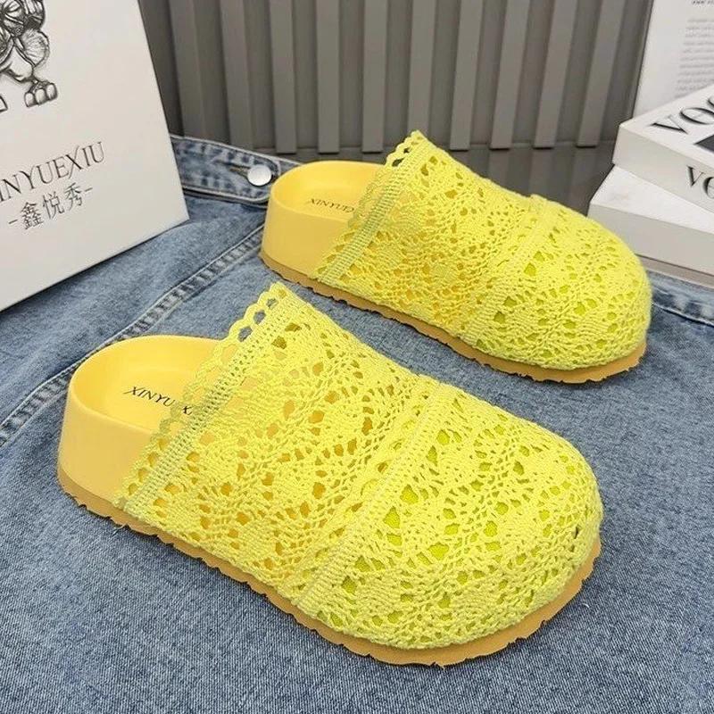 

Flats Women Slippers Casual Platform Shoes Fashion Cozy Walking Shoes Woman Sandals 2025 Trend Brand Slingback Female Zapatillas 35 жёлтый