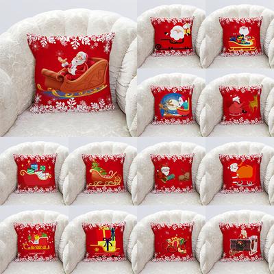 Capa de almofada estampada com decorações de Natal Feliz Ano Novo para casa, sala de estar, sofá, fronha 45x45cm