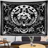 Bohemia Mandala Tapestry Sun and Moon Tapestry Wall Hanging Tarot Hippie Wall Rugs Room Dorm Decor Blanket Black and White Color