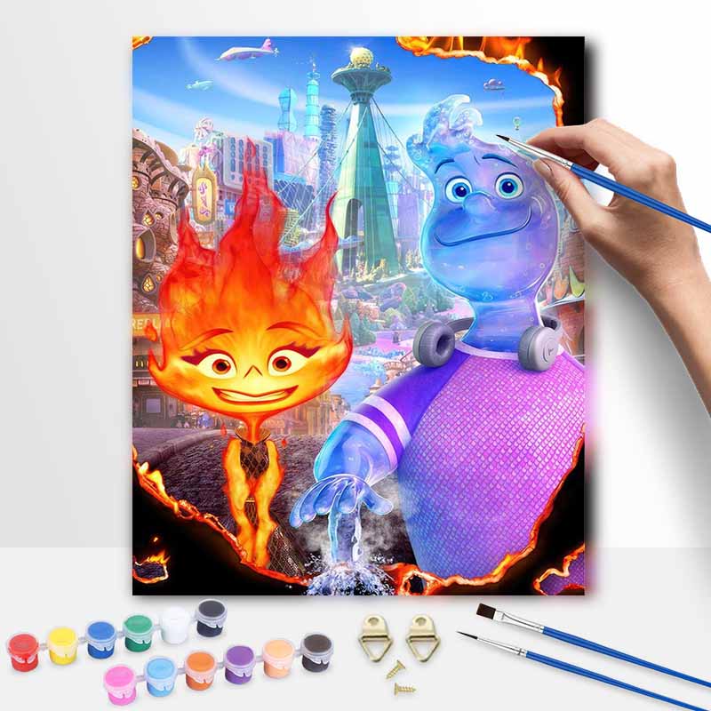 Disney Elemental movie oil painting art set handmade diy gift home decoration