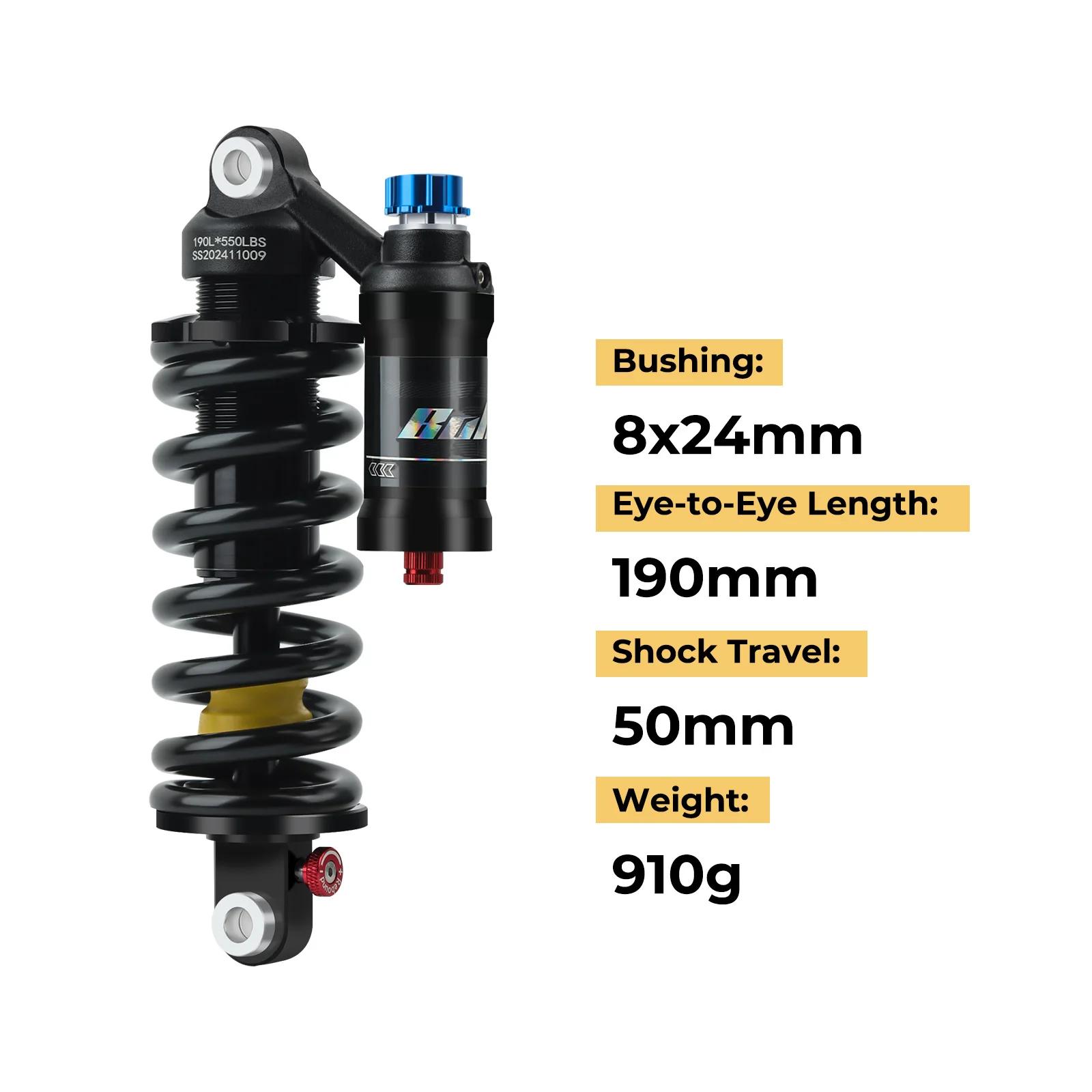 MTB Rear Suspension Shock absorber 190mm 210mm 230mm Adjustable Rebound Bicycle absorber for Downhill Motorcycle Bike 190mm Silver