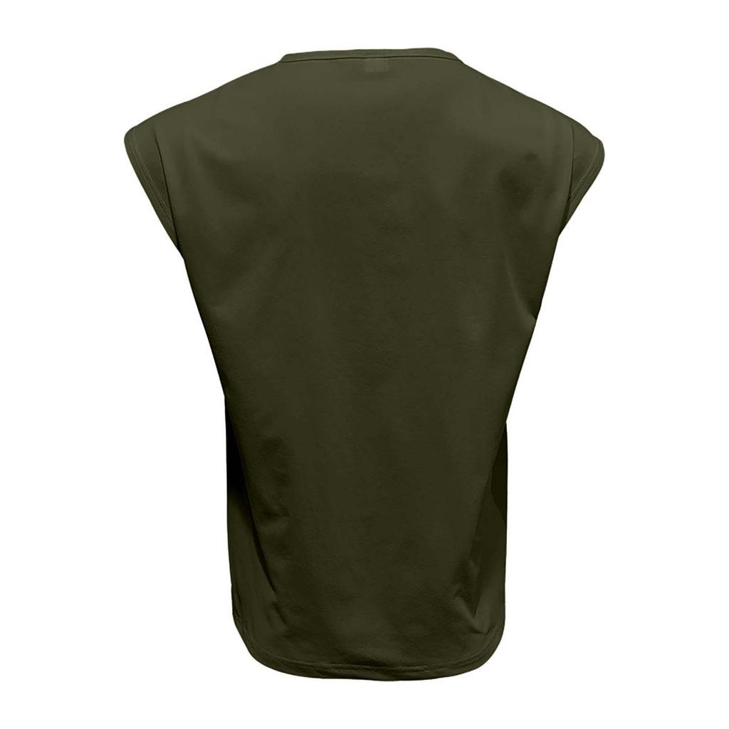 Men's Sleeveless Crew Neck Muscle Fit T Shirt Cotton Fabric Straight Hem Casual Solid Design Top for Daily Wear