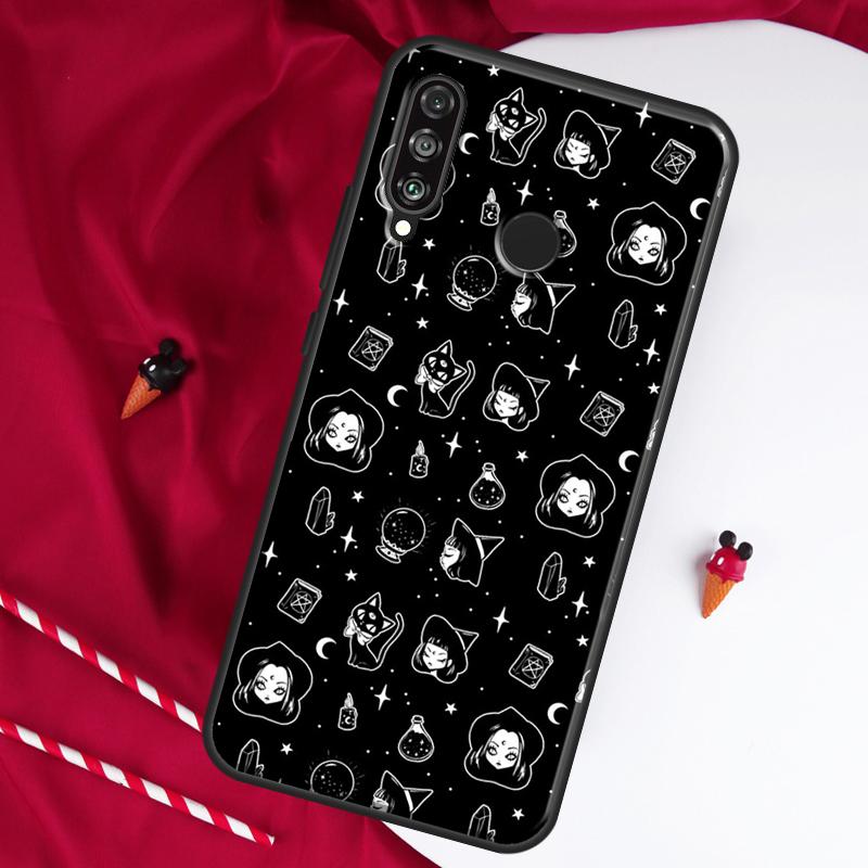 Witchcraft Witch Cat For Huawei Nova 8i 7i 11i 12i 12s 9 10 SE Y90 Y60 Y70 Y72 Y61 Y91 P30 P40 Lite P60 Pro Case