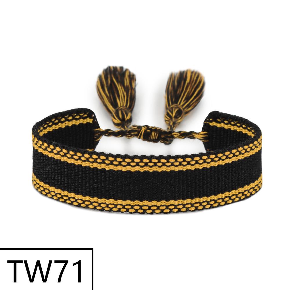Handmade Bohemian Embroidered Logo Tassel Bracelet - Ethnic Style Friendship Band
