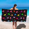 Beach Towel with Vibrant Colorful Paw Prints on Black - Quick Dry,Thick, Large Rectangle Towel for Beach, Pool, Camping & Travel