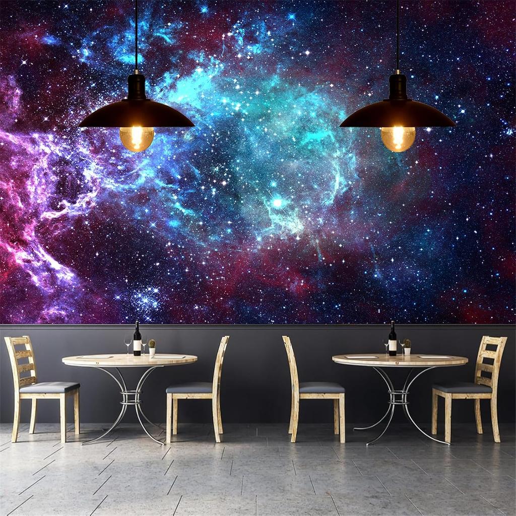 Colorful Galaxy Nebula Wall Mural Starry Space Universe Wallpaper for Bedroom Ceiling Decor