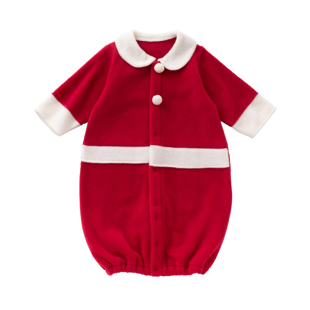 

Крем де Коко Рождественский Санта Теплый Флис Все для Новорожденных Сделано в Размерах Двусторонний [Кнопки на Промежности/Двусторонний] Малыш, Япония, 50-70см