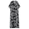 Manga corta Tallas grandes satén de algodón vintage floral nuevo en vestidos para mujeres casual suelto maxi vestido largo de verano