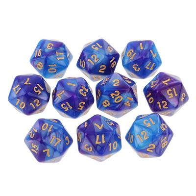 10 Piezas Dados Poliedros de 20 Caras D20 Dados RPG Dados Juego de Mesa Accesorios Juegos de Mesa - Doble Color