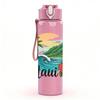 1PC Maui Tropical Island 750ml Color Plastic Sports Water Bottle Leakproof Flip Straw Lid Suitable for Sports Office Home Use