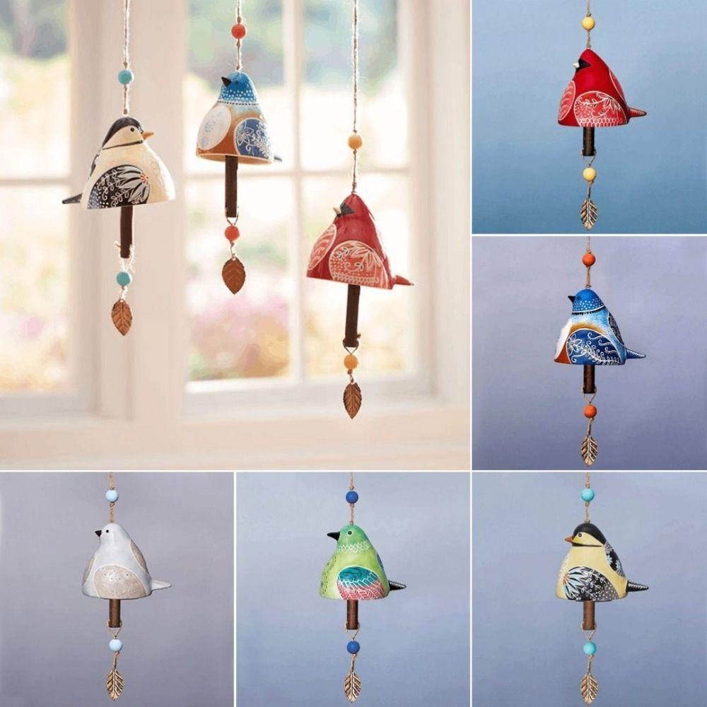 Resin Wind Chime Hand Painted Hanging Ornaments Wind Bell Bird Song Bell  Wall Decoration