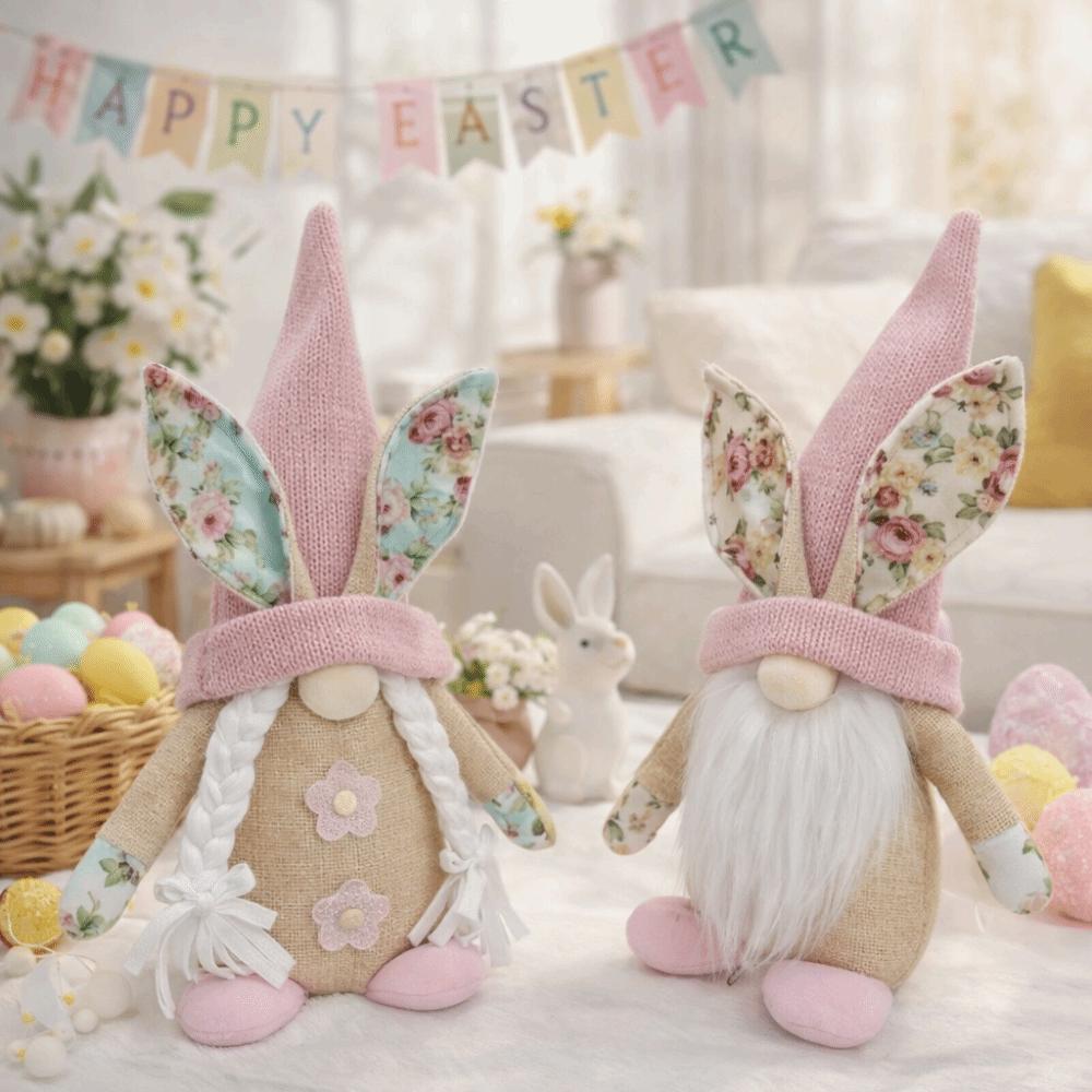 Osterhase mit Frühlingsmotiv Gesichtslose Gnome-Puppe Elf Stofftier Tischdekoration